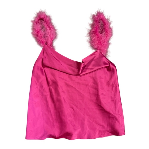 LELIS Fur Strap Cami Top in Fushia Size Small - Picture 6 of 9